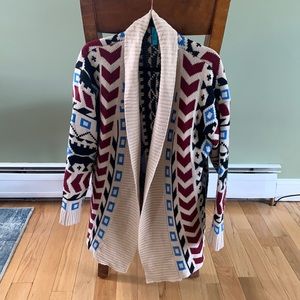 Francesca’s Pattern Open Front Sweater Cardigan